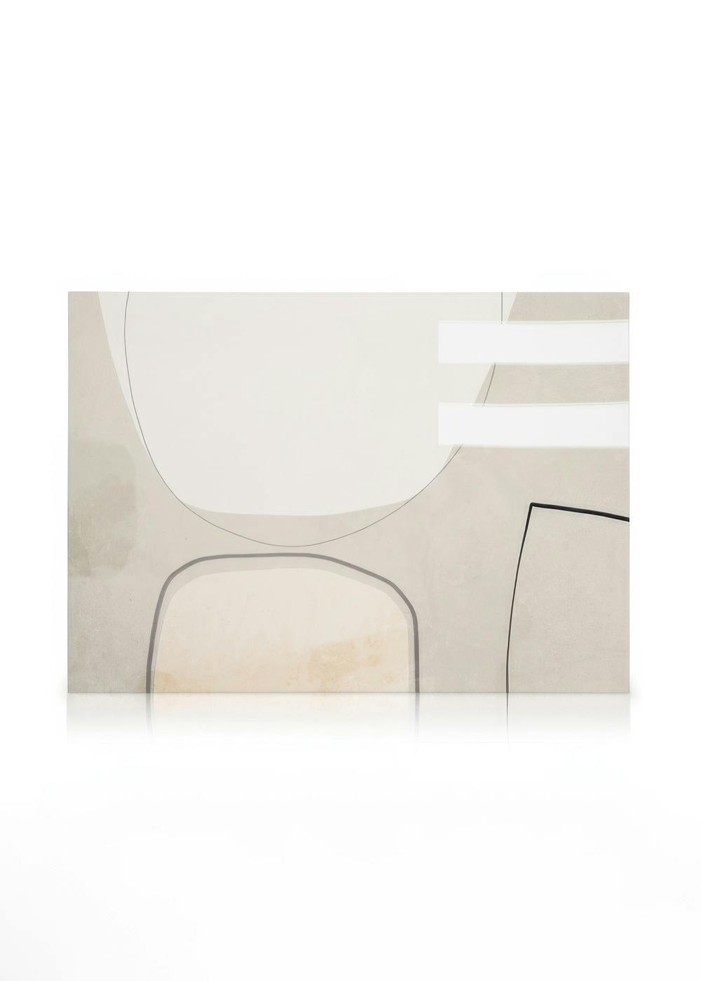 Beige Balance canvas print with abstract shapes and lines in neutral tones, creating a harmonious and minimalist design.