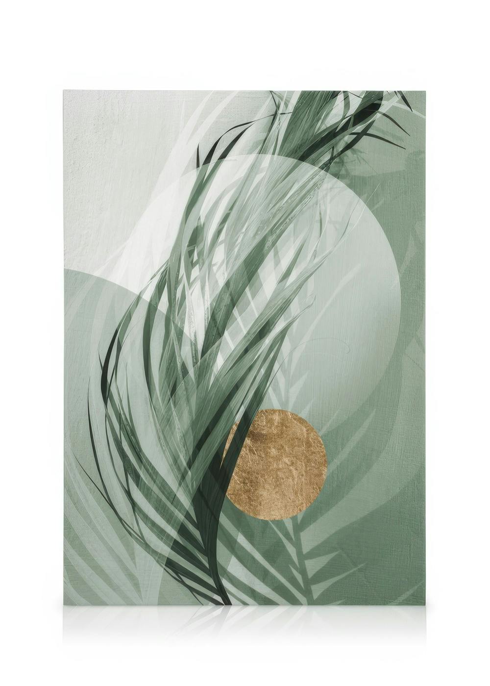 Canvas Schilderijen Graphic Palm Leaf No1 Canvas (30x40 cm - Fotolijst Eiken)