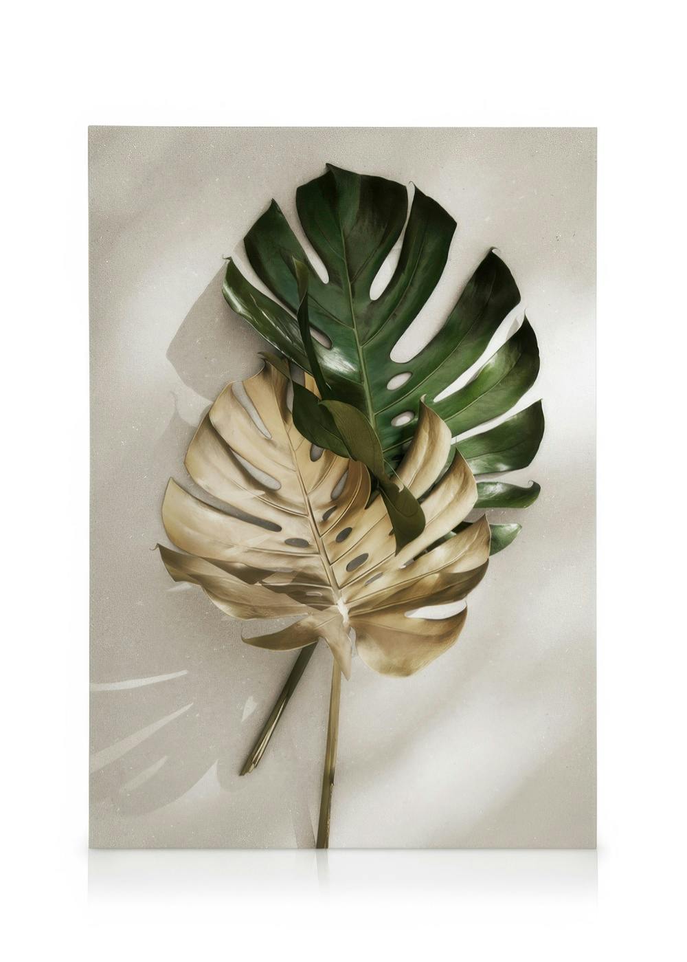 Canvas Prints Gold Monstera No1 Canvas print (70x100 cm - Black Frame)