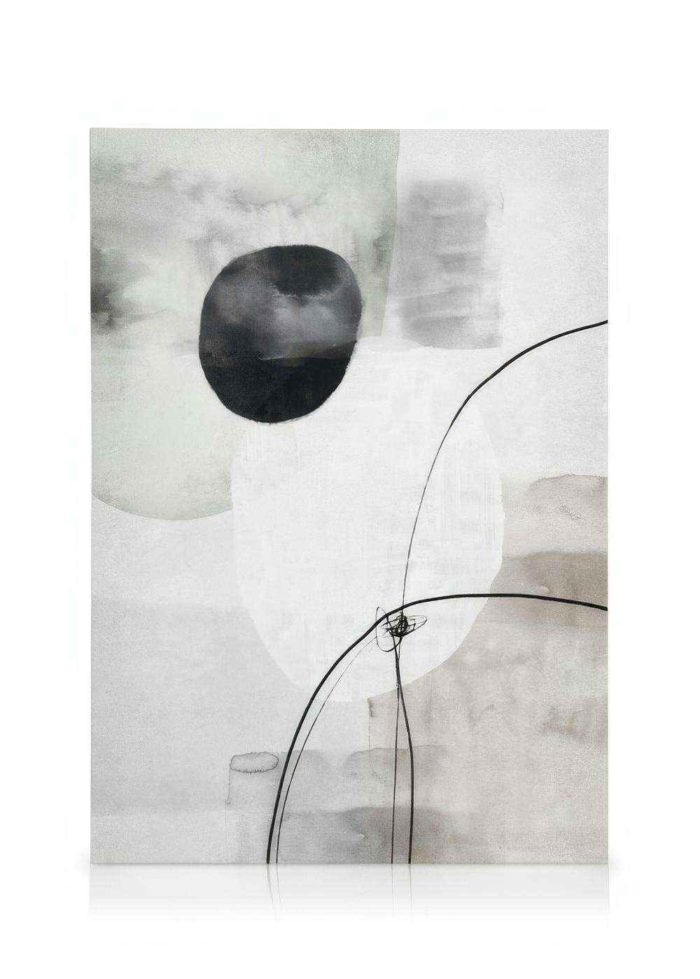 Telas decorativas Painted Monochrome Shapes No2 Tela (50x70 cm - Moldura Preta)