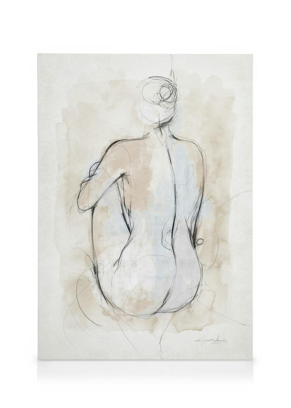 Canvas Schilderijen Abstract Body Sketch No1 Canvas (30x40 cm - Fotolijst Zwart)