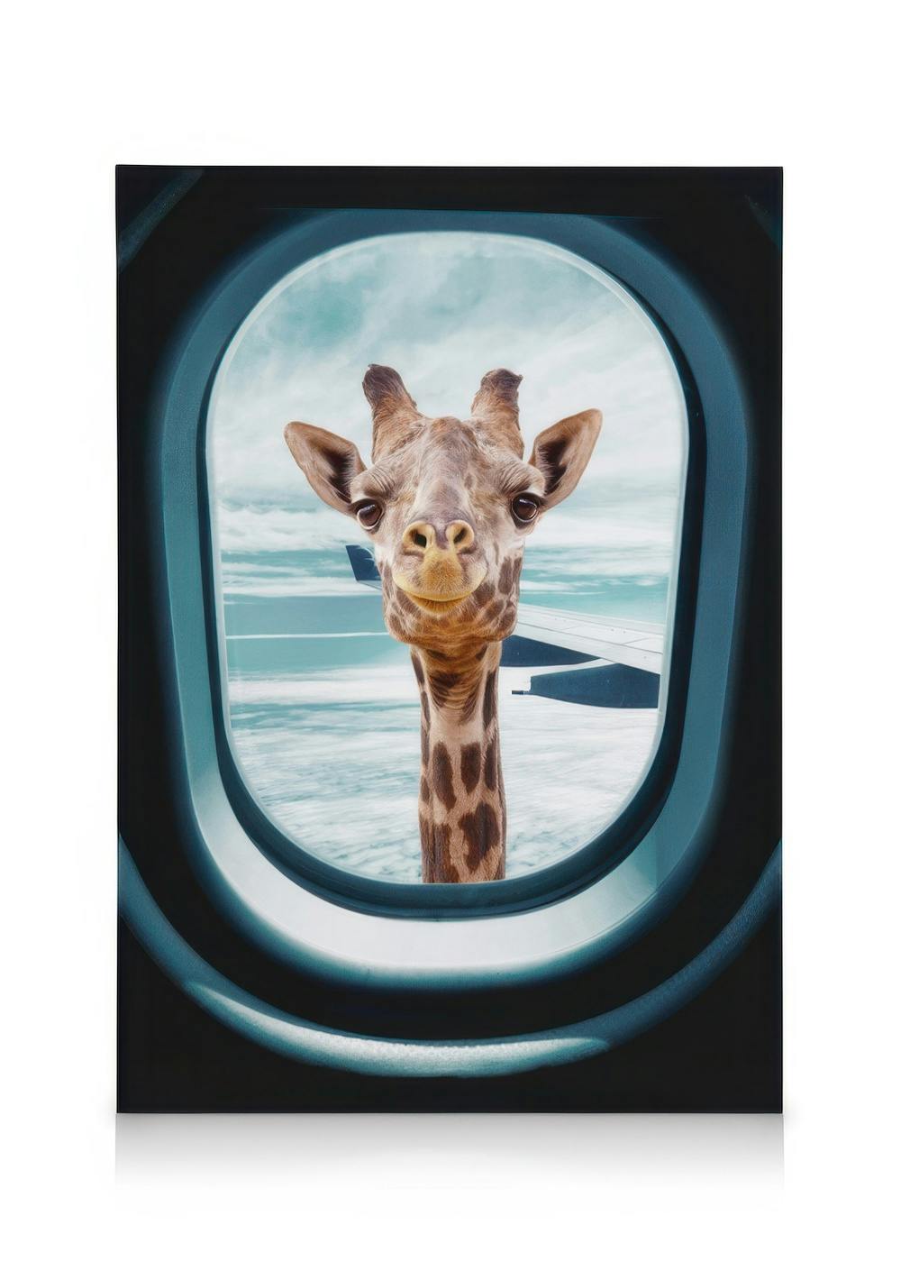 Canvas Schilderijen Peek-A-Boo Giraffe Canvas (50x70 cm - Fotolijst Eiken)