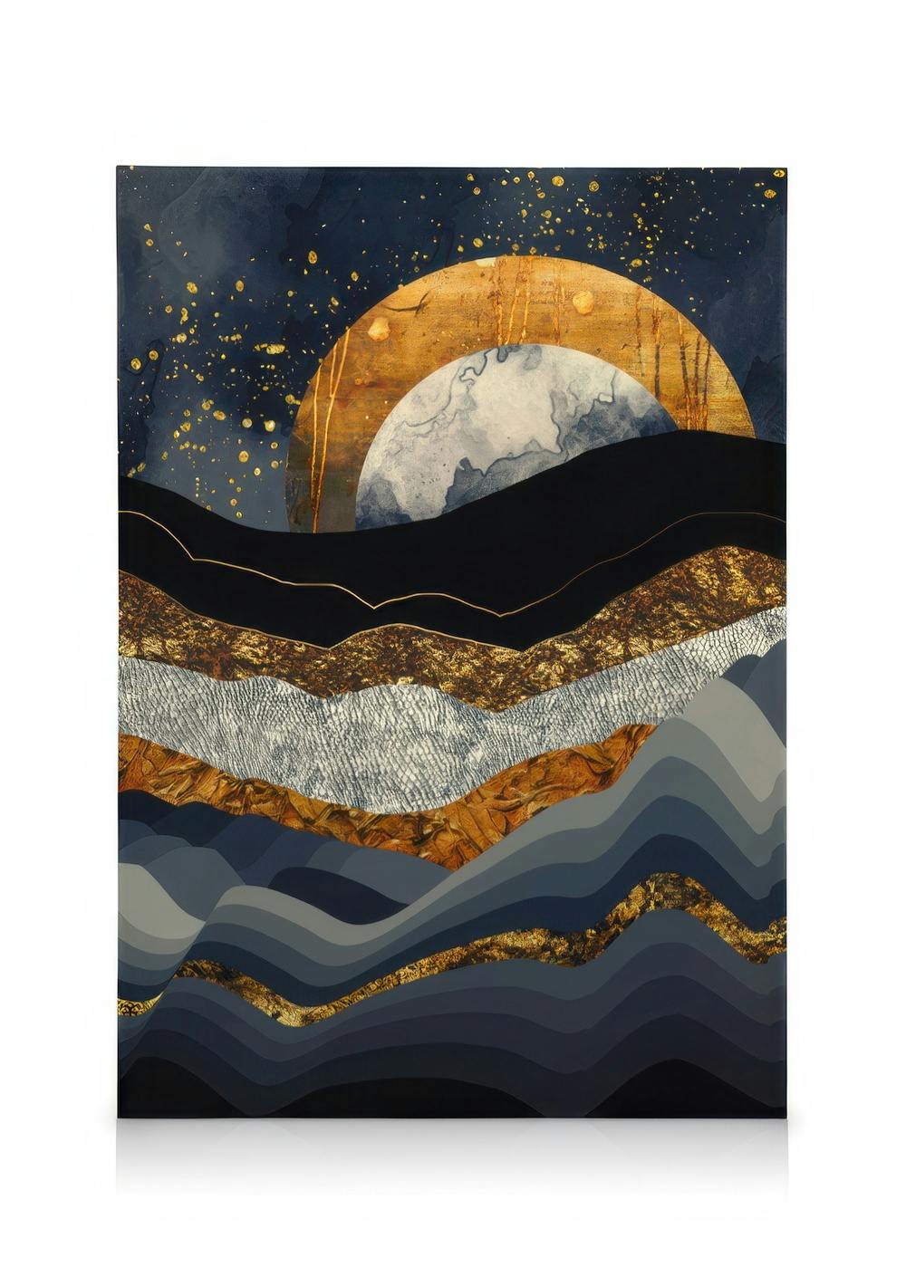 Canvas Prints SpaceFrog Designs - Metallic Mountains Canvas print (50x70 cm - Oak Frame)