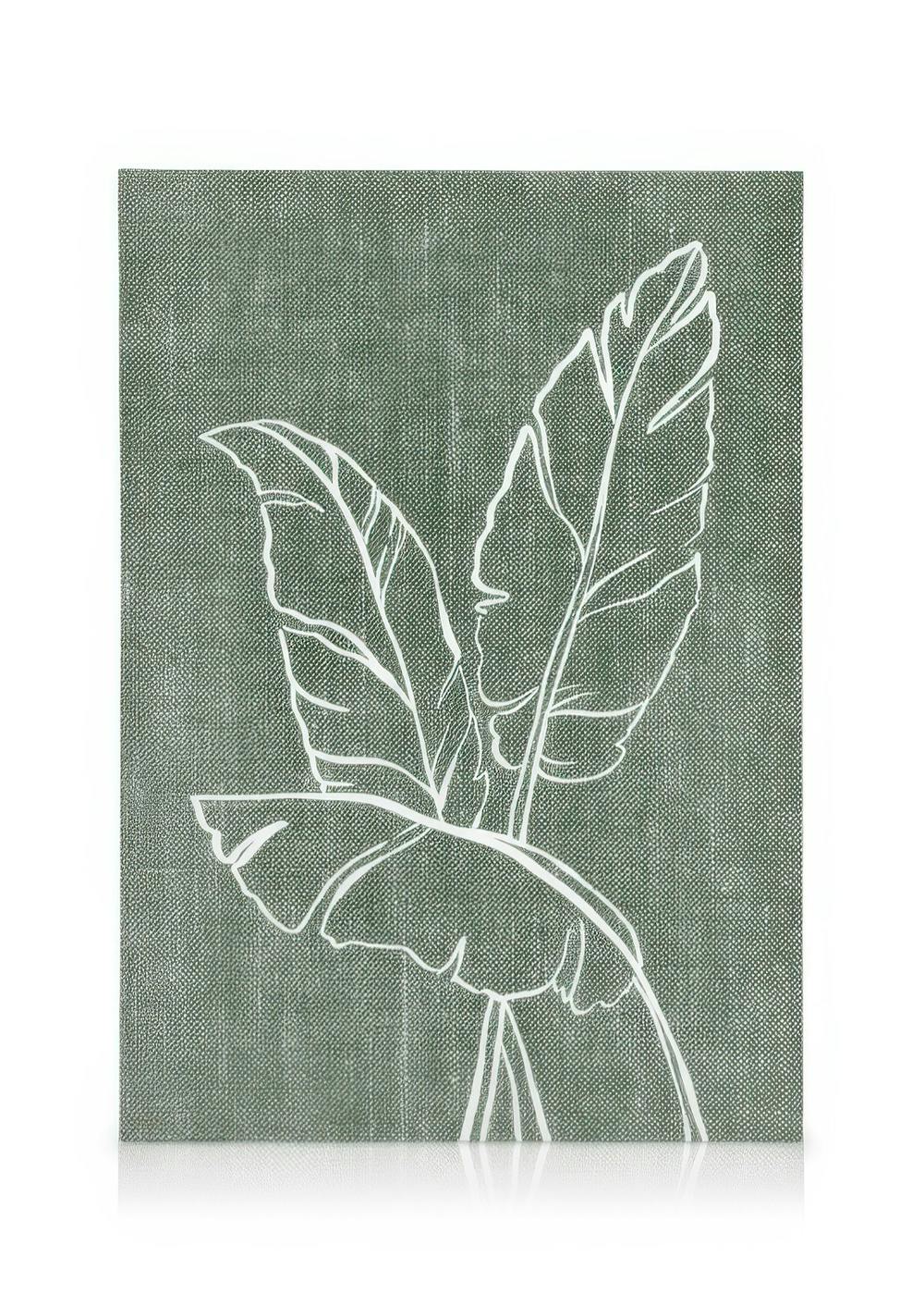 Canvas Prints Green Linen Leaves Canvas print (30x40 cm - Black Frame)