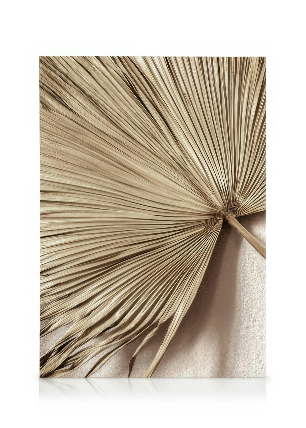 Canvas Schilderijen Golden Palm Leaf No1 Canvas (30x40 cm - Fotolijst Eiken)
