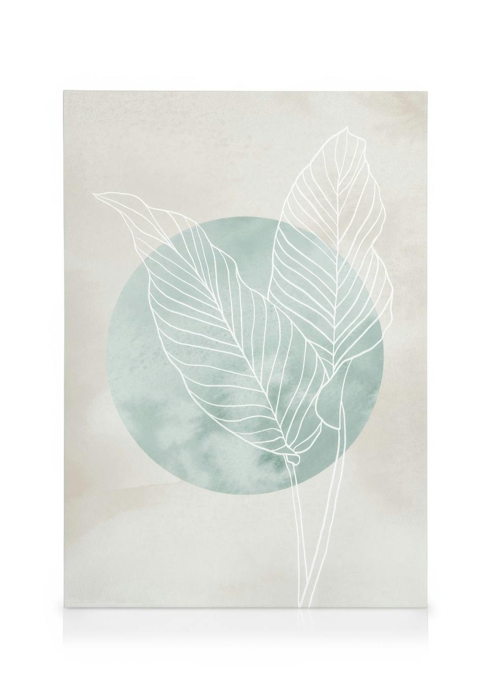 Canvas Schilderijen Calathea Line Drawing Canvas (50x70 cm - Fotolijst Eiken)