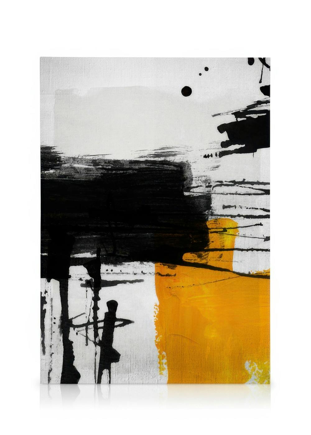 Canvas Schilderijen Yellow Abstract No2 Canvas (50x70 cm - Fotolijst Zwart)