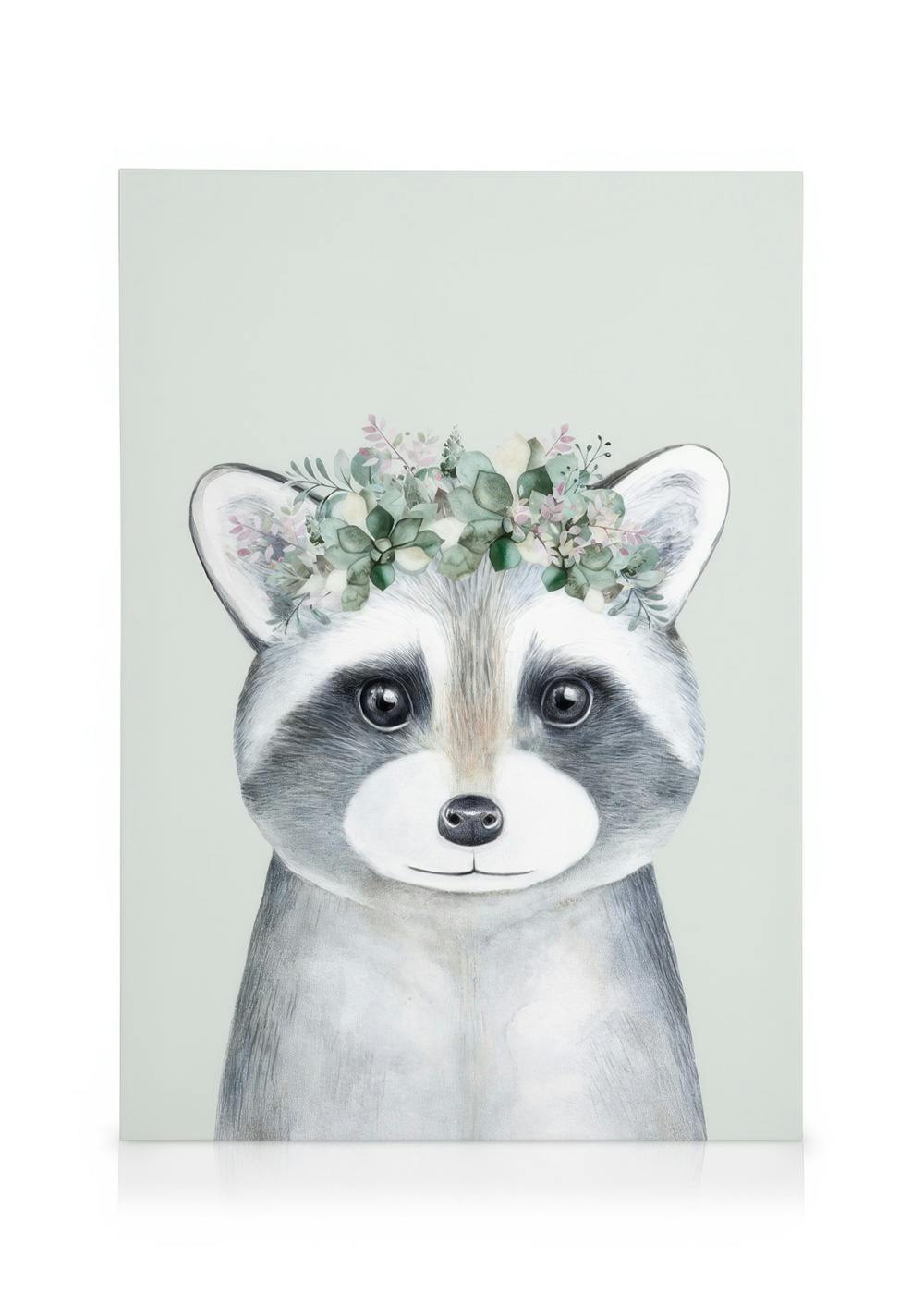 Flower Raccoon Obraz na plátne (30x40 cm - Dubový rám)