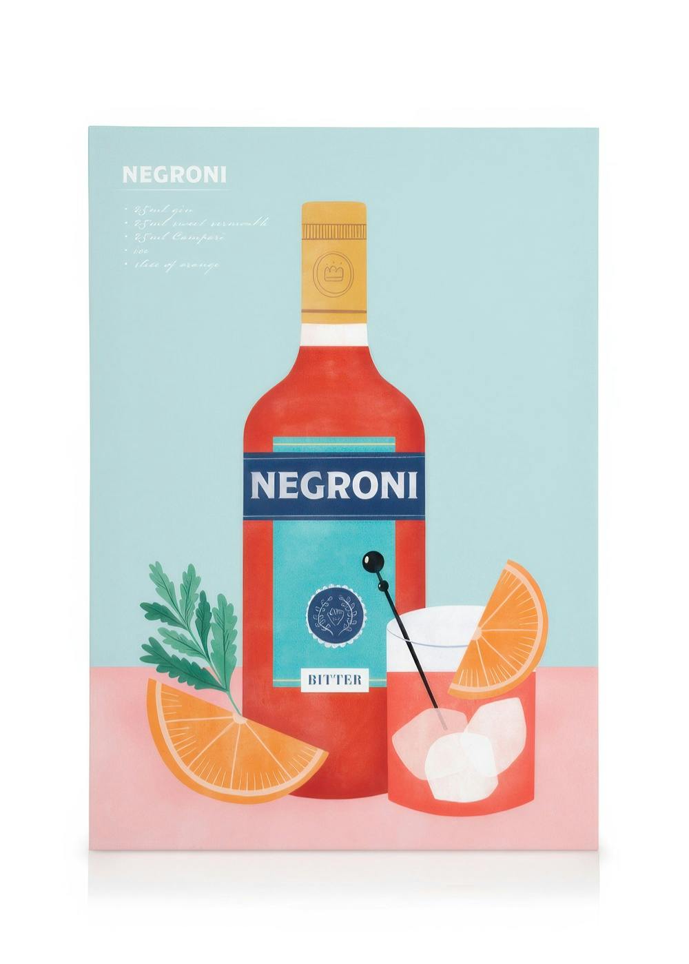 Canvas Prints Negroni Illustration Canvas print (30x40 cm - Black Frame)