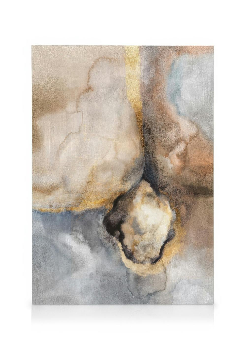 Canvas Schilderijen Golden Watercolor No2 Canvas (50x70 cm - Fotolijst Zwart)