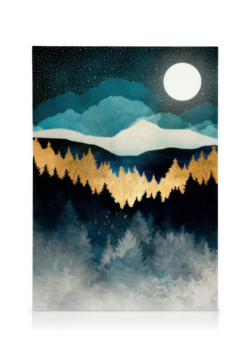 Canvas Schilderijen SpaceFrog Designs - Indigo Night Canvas (30x40 cm - Fotolijst Zwart)