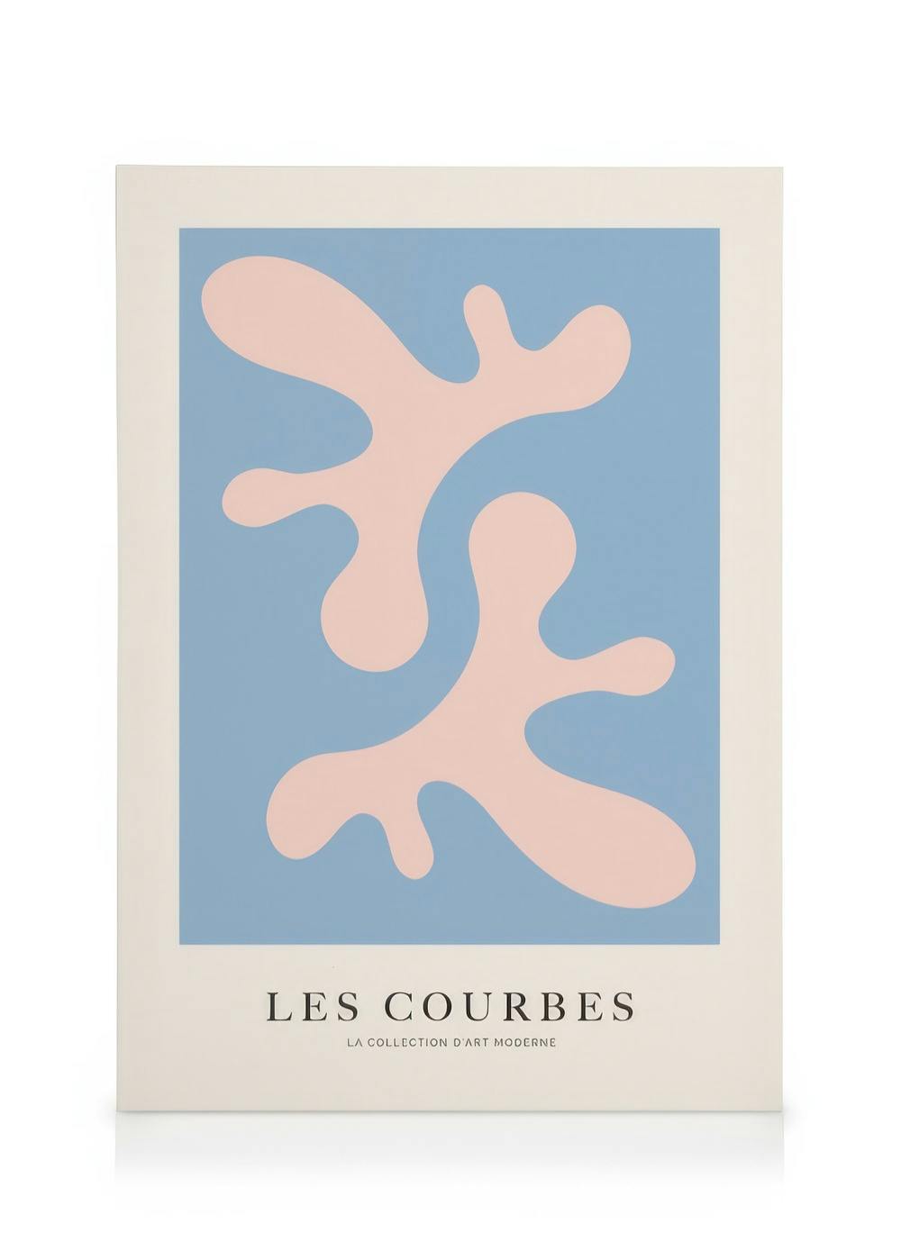 Les Courbes Bleu Leinwandbild, hellblaues und rosafarbenes abstraktes Muster, modernes Kunstwerk