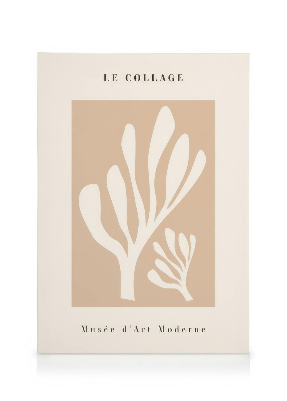 Le Collage No4 Leinwandbild, abstrakte Pflanze in Beige und Creme, modernes Kunstwerk