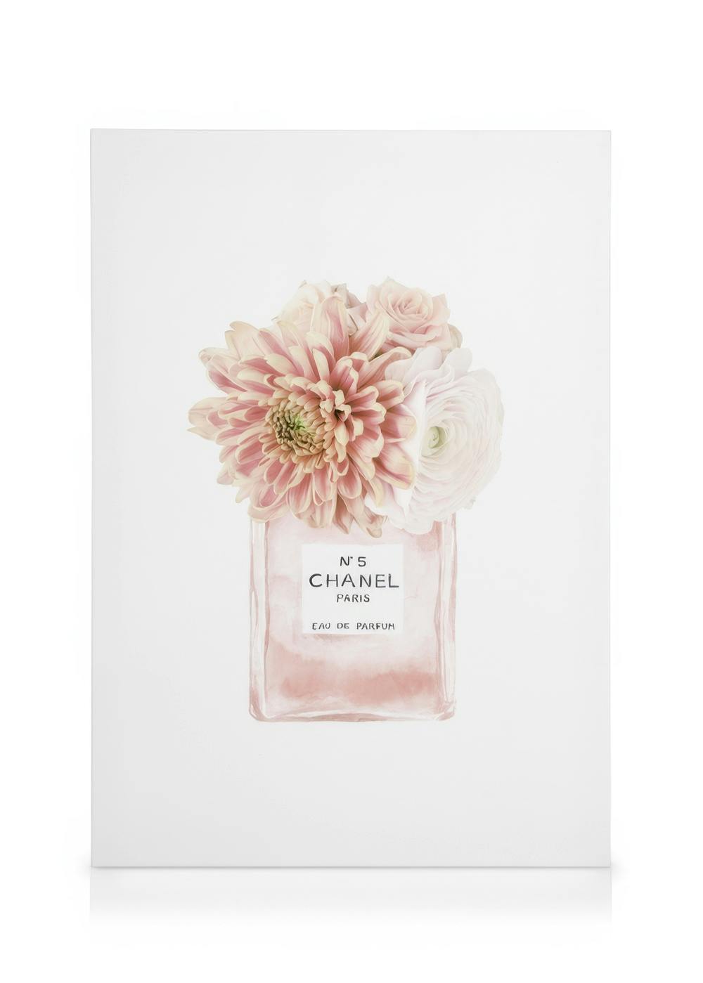 Toile parfum fleur blanche rose et rouge sur fond blanc