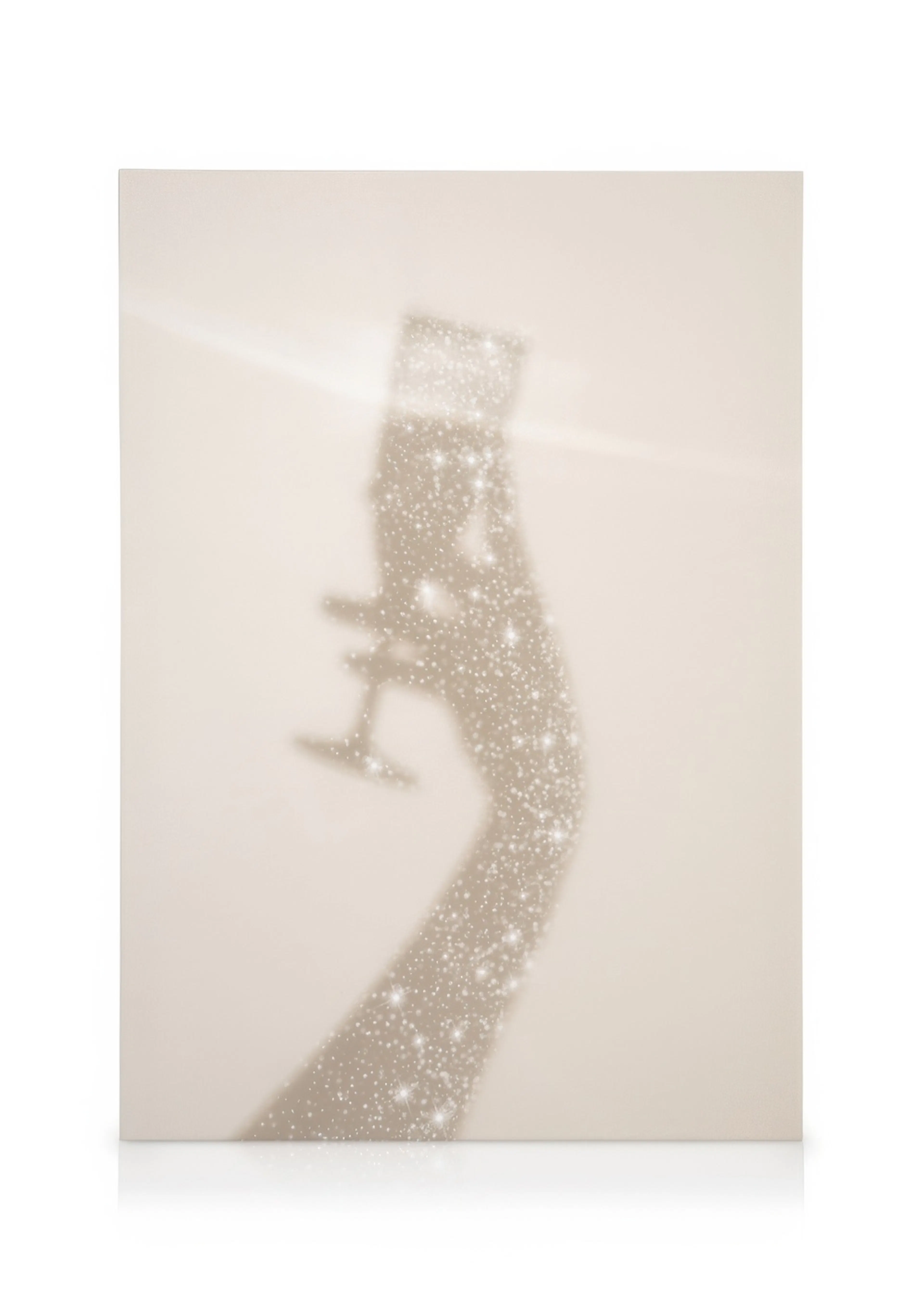 Champagneglass med glitterbobler på beige bakgrunn, lerretsbilde