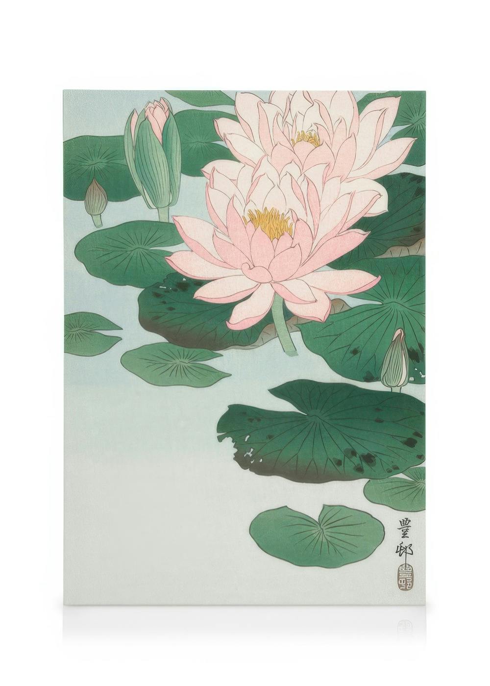 Canvas Prints Ohara Koson - Water Lily Canvas print (50x70 cm - Black Frame)