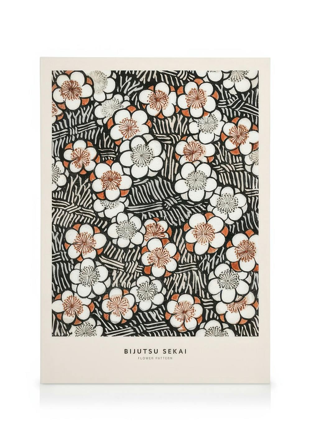 Canvas Prints Watanabe Seitei - Floral Pattern Canvas print (30x40 cm - Oak Frame)