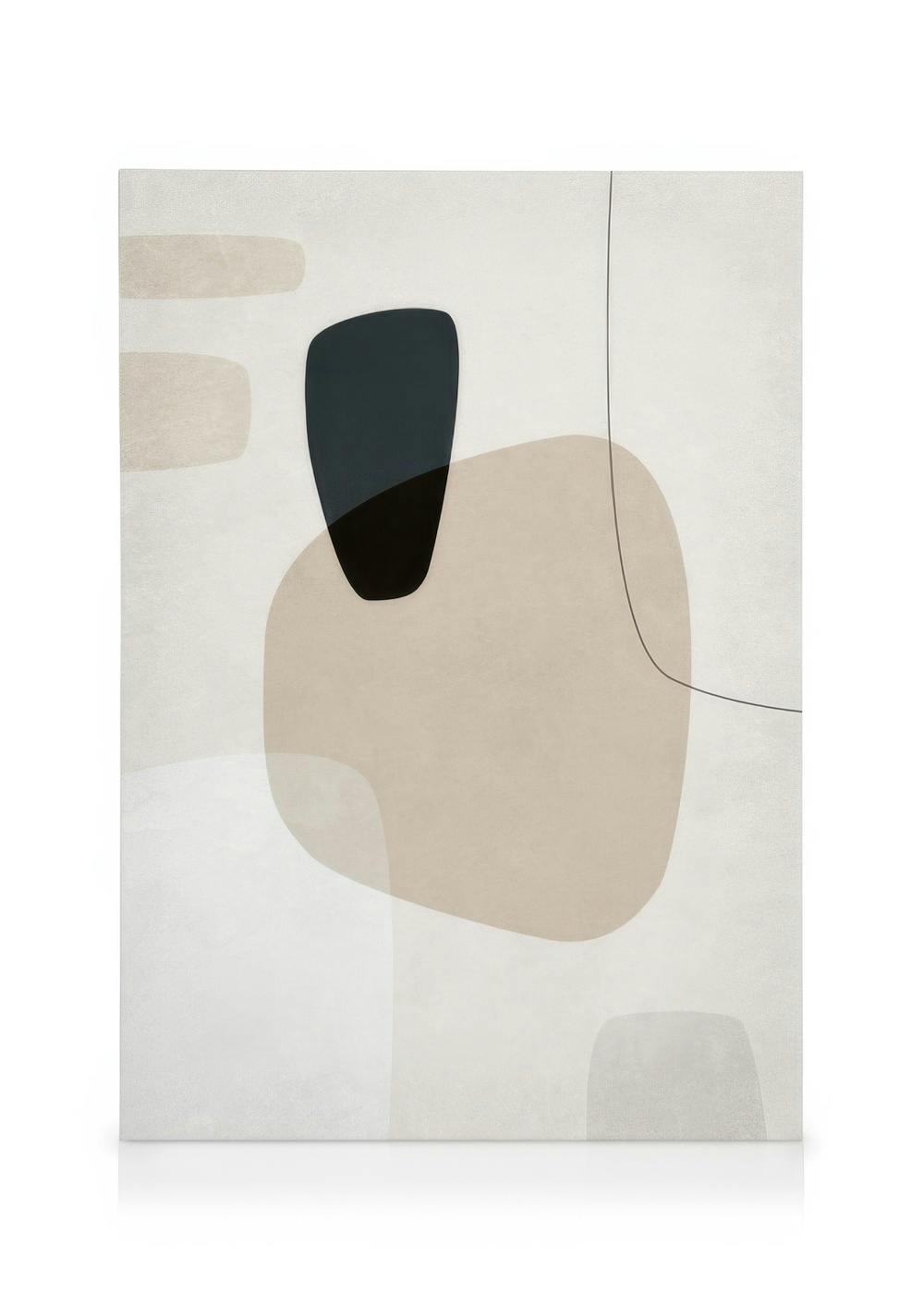 Telas decorativas Graphic Neutrals No3 Tela (50x70 cm - Moldura Preta)