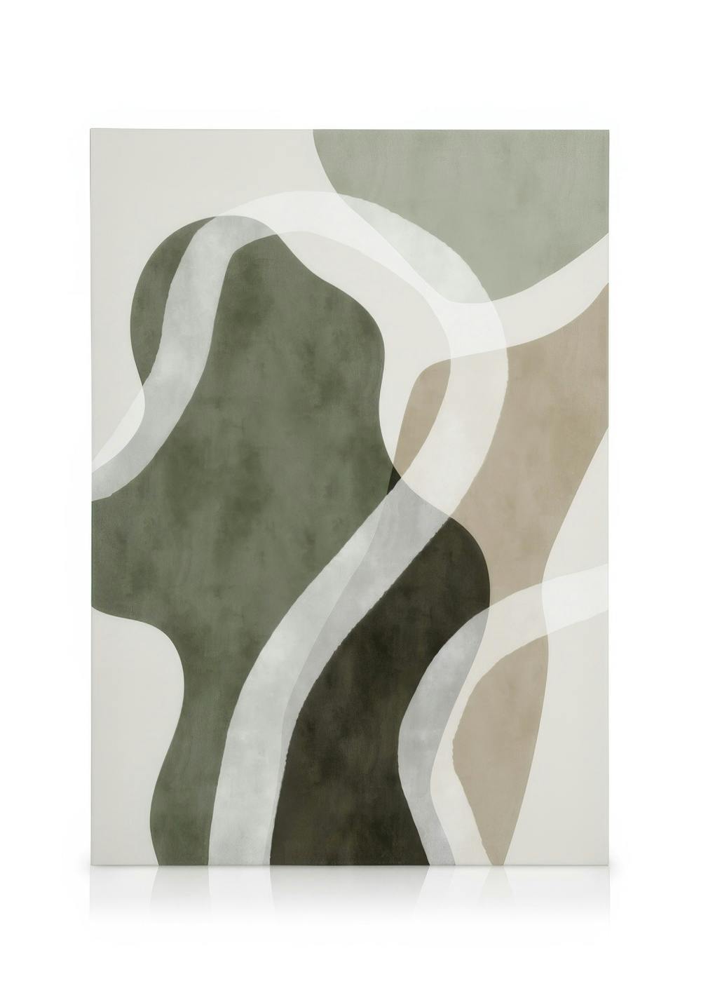 Abstract Green Shapes No1 Toile (100x140 cm - Cadre noir) - Art abstrait par Desenio