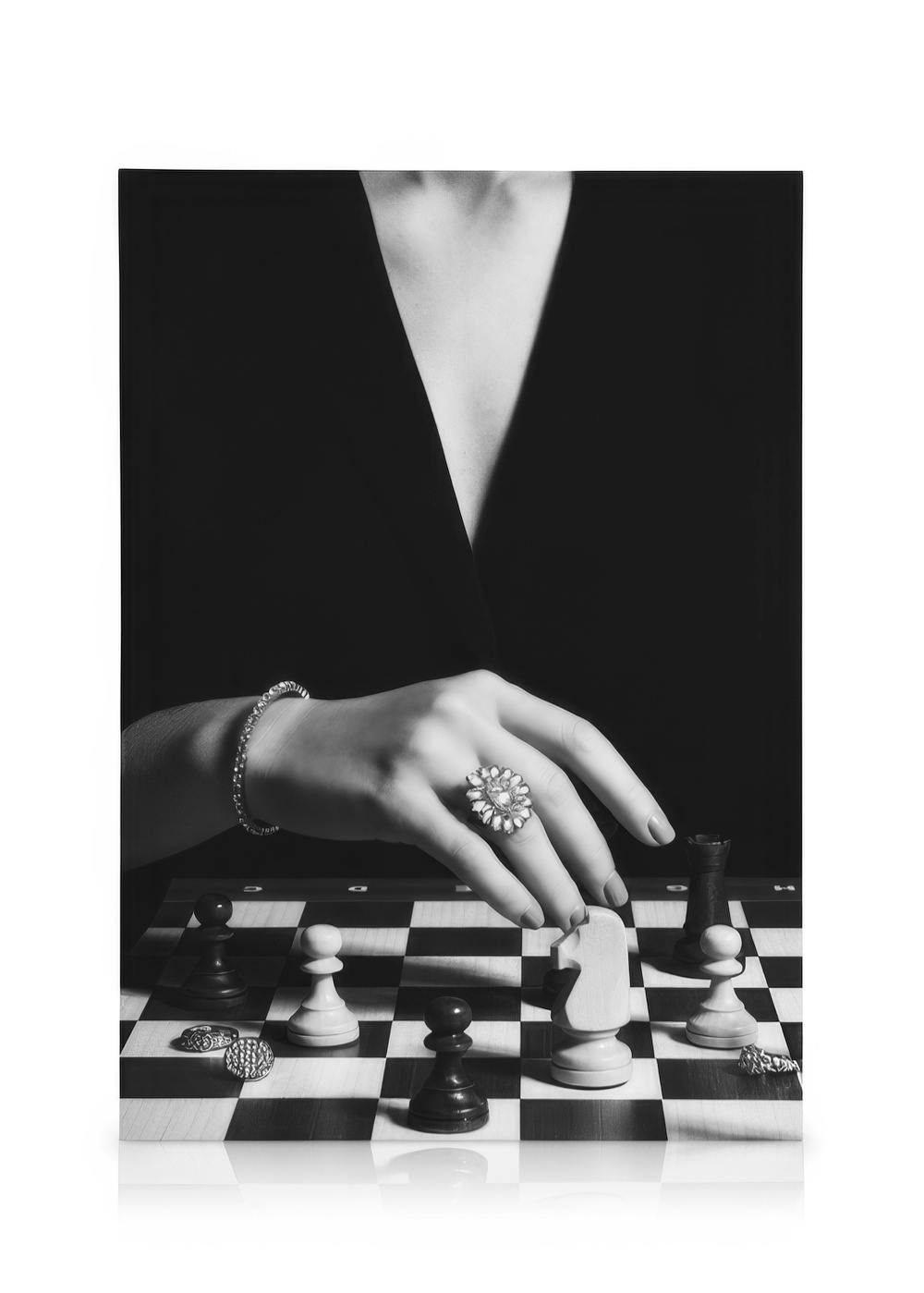 Canvas Prints Playing Chess Canvas print (30x40 cm - Black Frame)