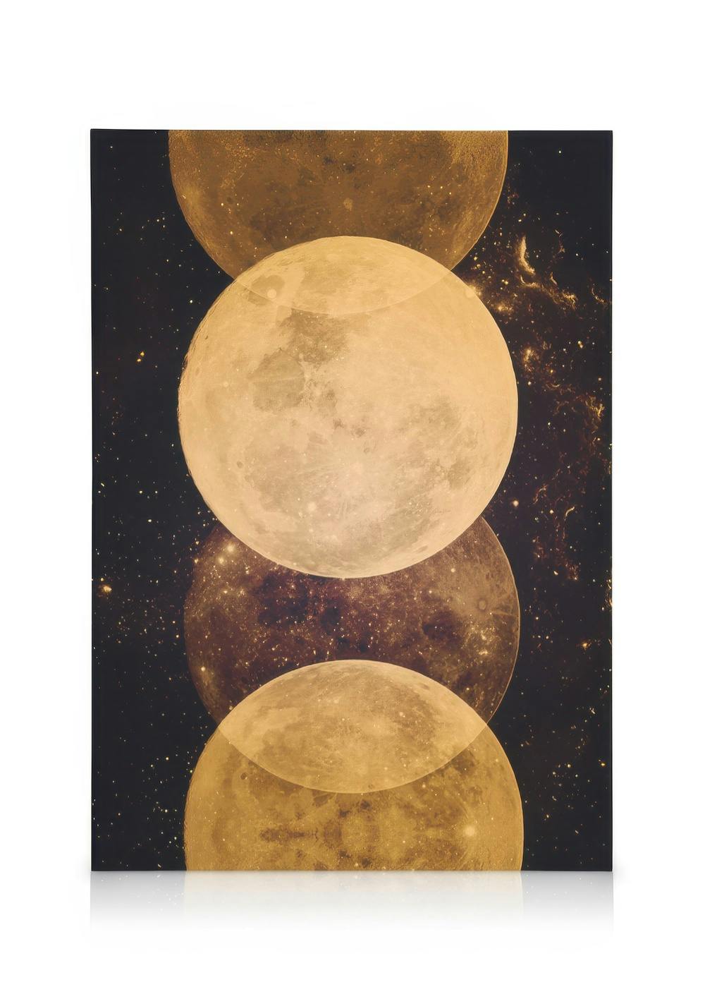 Canvas Schilderijen Gold Moon Phases Canvas (50x70 cm - Fotolijst Eiken)