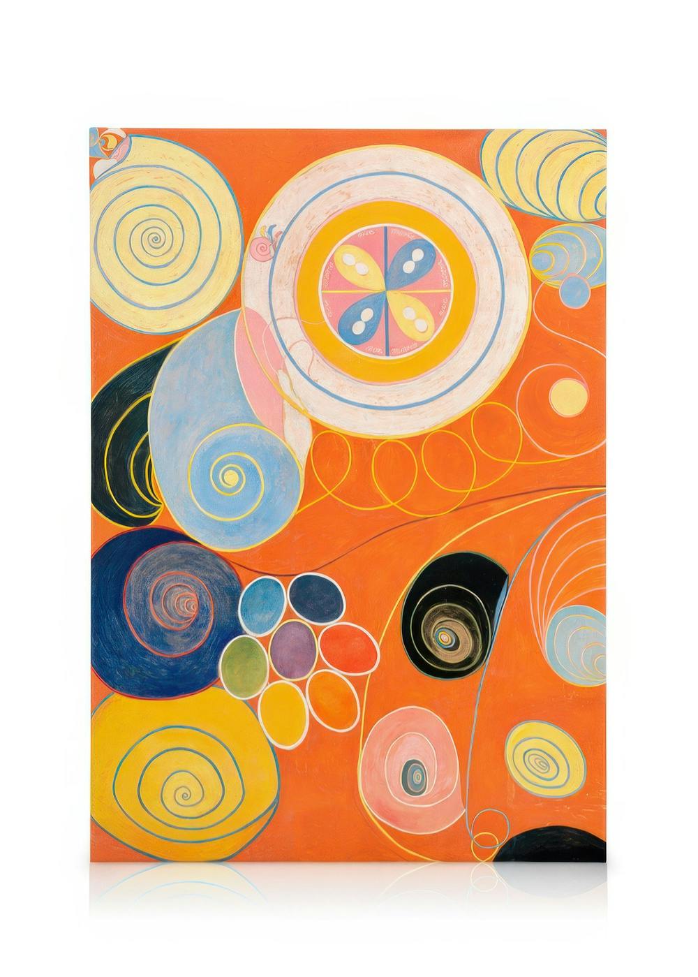 Hilma Af Klints The Ten Largest, No. 3, Youth a vibrant abstract canvas print with spirals and circles.