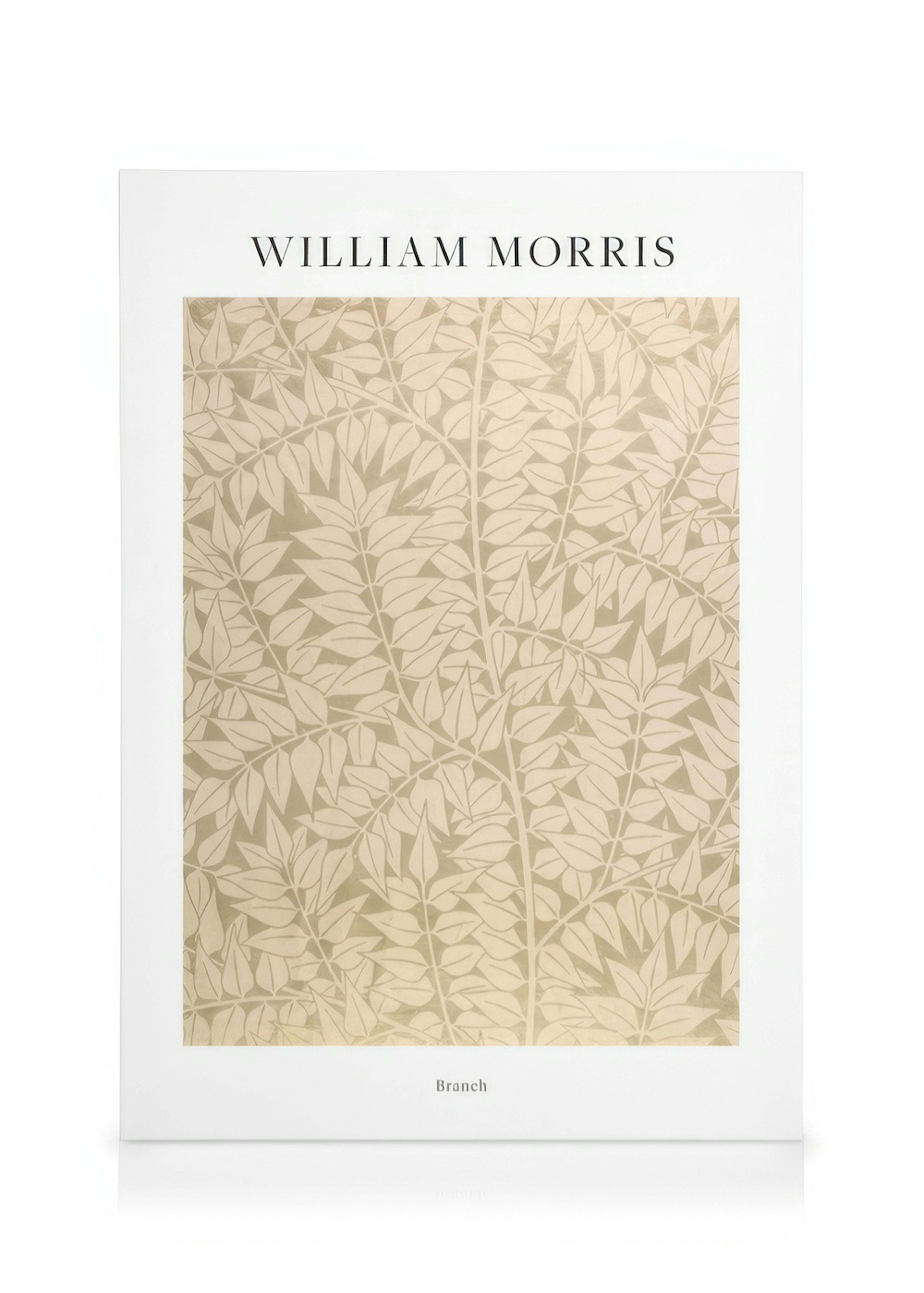 William Morris Branch canvastavla med detaljerade grenar och blad i neutrala färger. Botaniskt mönster, naturinspiration.