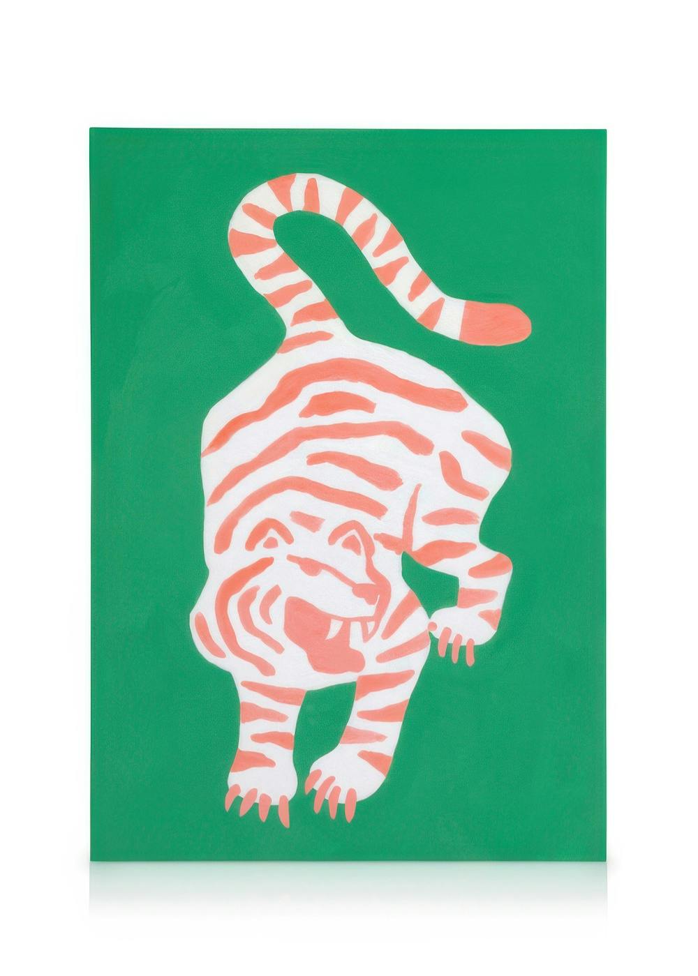Fierce Tiger Tableau sur toile (50x70 cm - Cadre de chêne)  Animaux sauvages