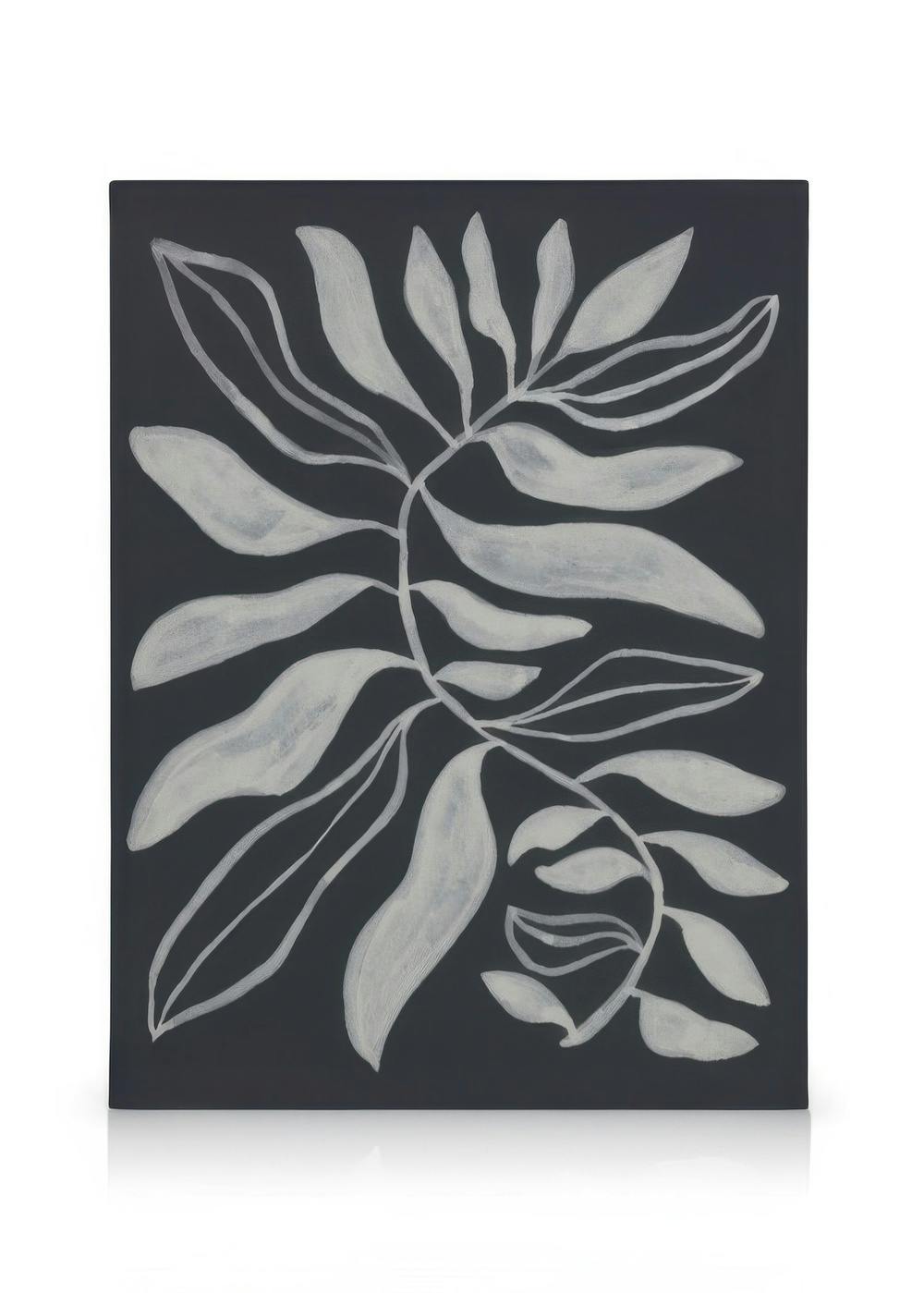 Leinwandbild mit weißen Blättern auf dunklem Hintergrund, Les Saules No1 Pflanzenkunst