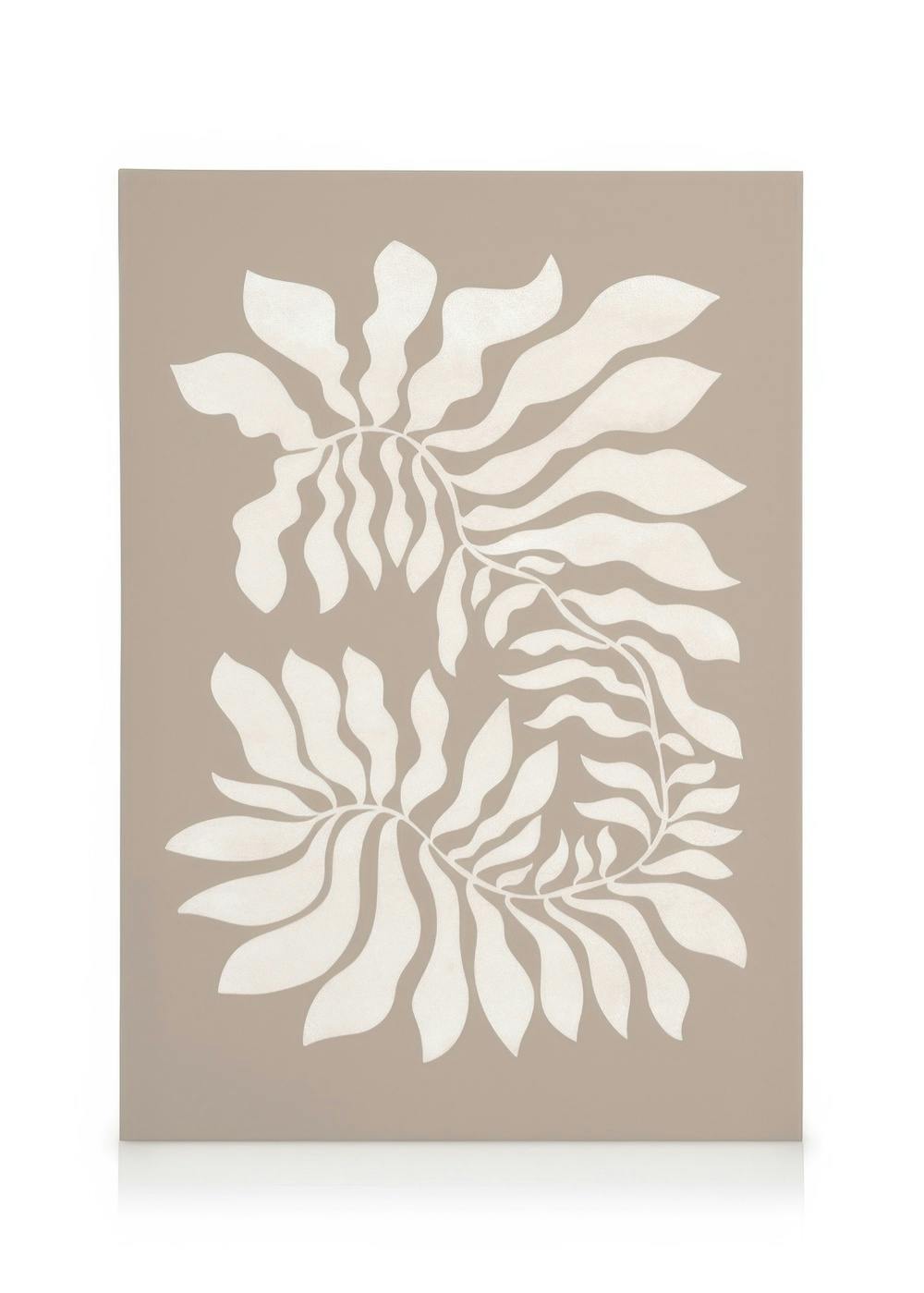 Canvas Schilderijen Beige Graphic Plant Canvas (50x70 cm - Fotolijst Zwart)