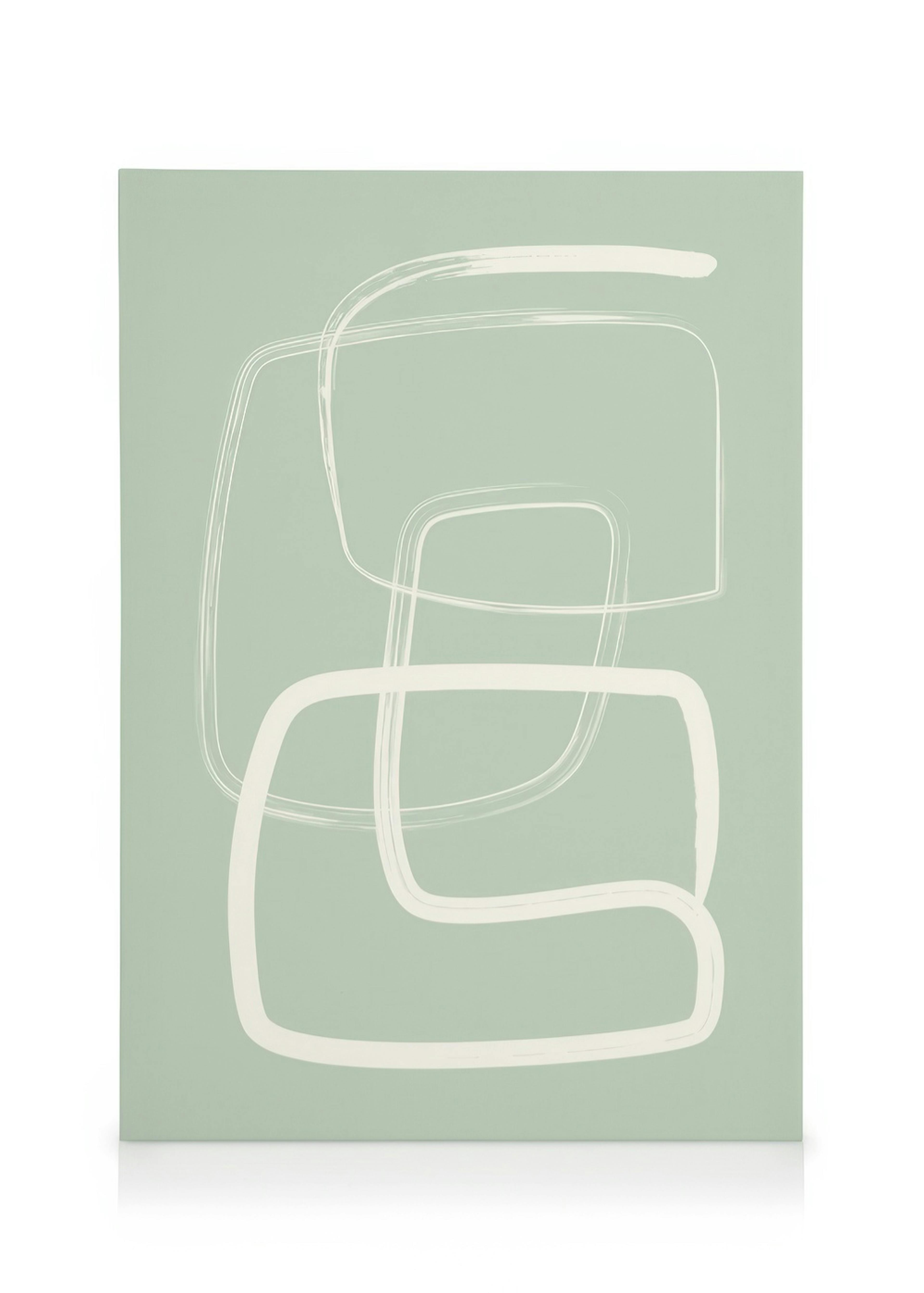 Verdure canvas print: Three overlapping white rectangles with rough edges on a pale green background.