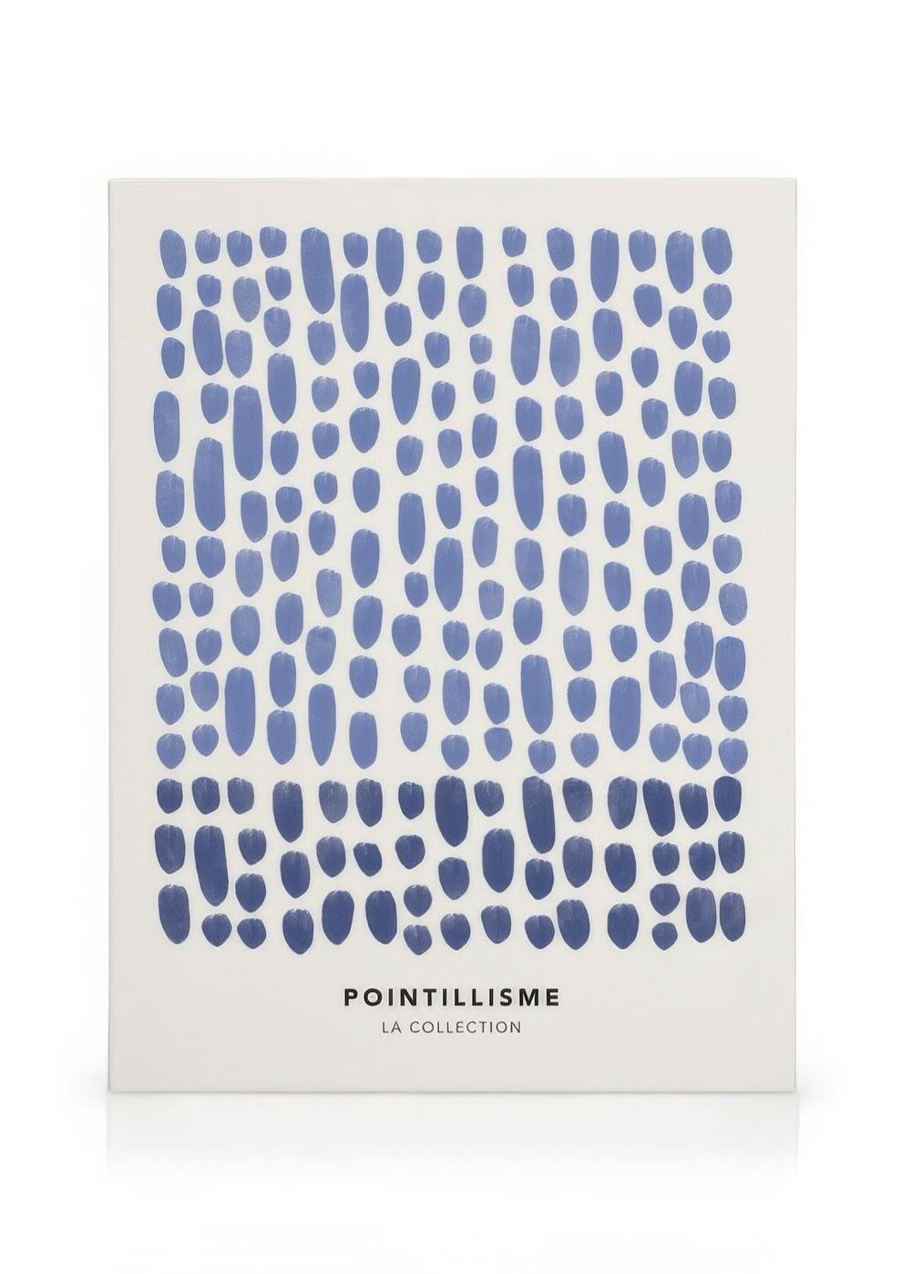 Modern canvas print with vertical blue ovals on a white background in a grid pattern, simple contemporary design.