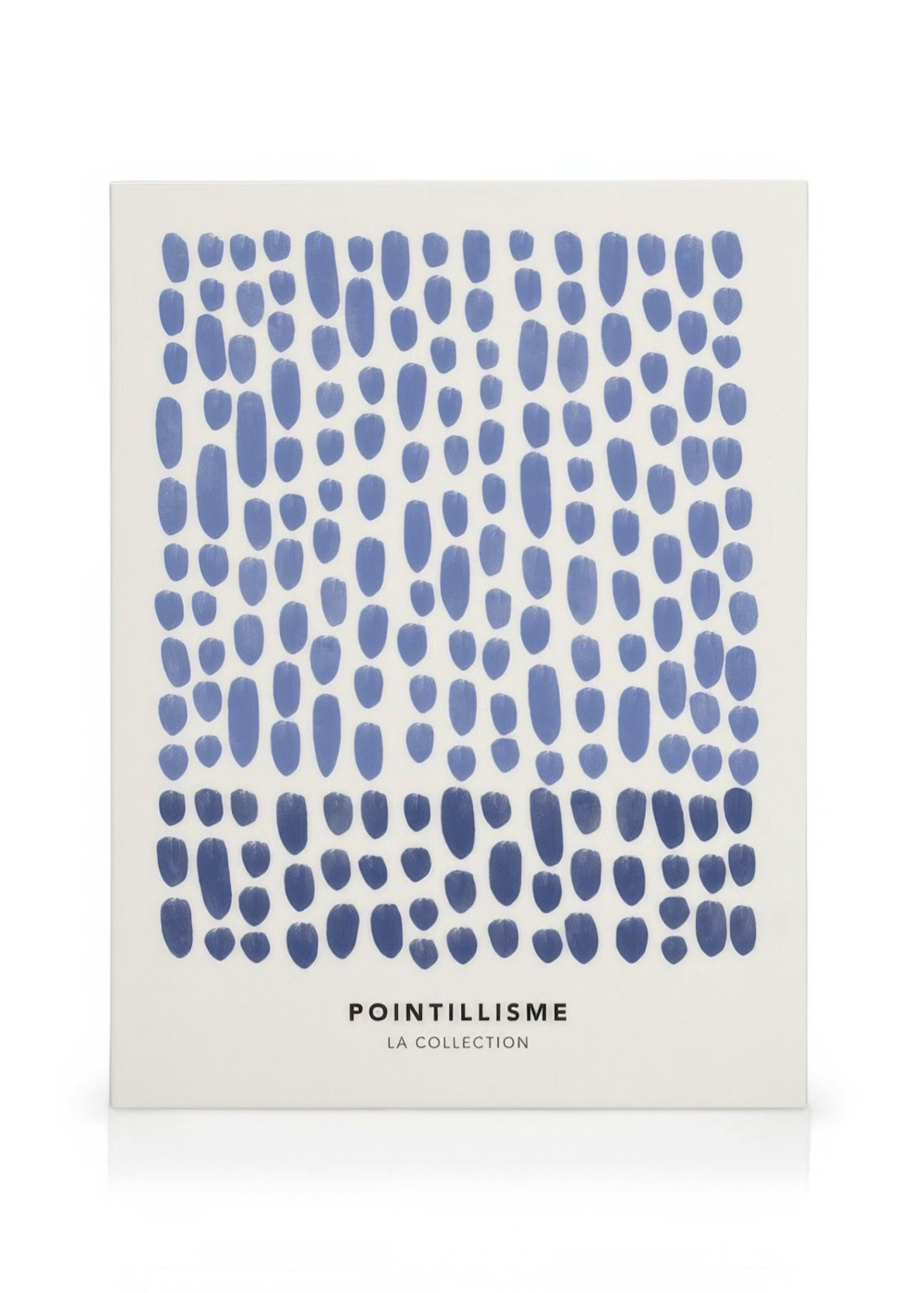 Lienzo moderno con formas ovaladas azules sobre fondo blanco, patrón Pointillisme La Collection