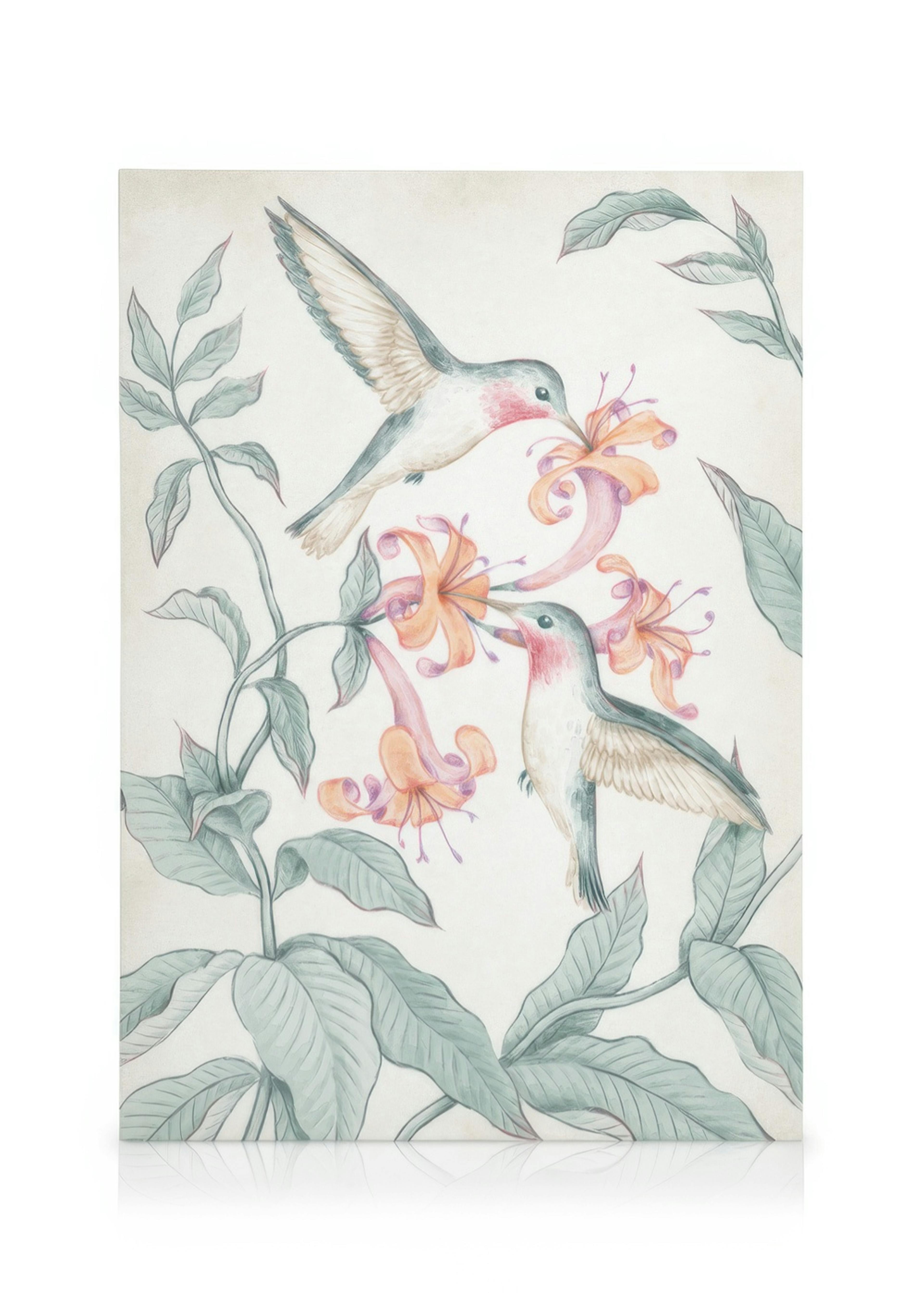 Hummingbirds Painting Canvas print 0