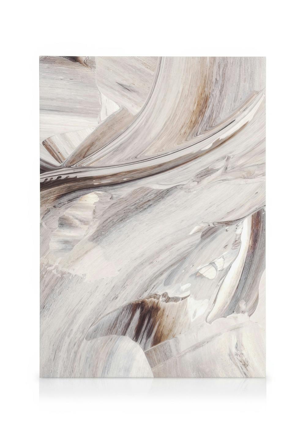 Creamy Roads No2 canvas print, swirling marble design in brown, beige, and white with smooth, elegant curves.