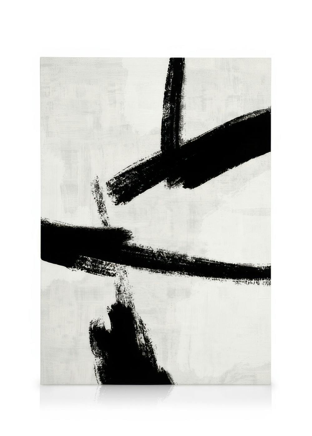Canvas Prints Black Brush Strokes No2 Canvas print (70x100 cm - Black Frame)