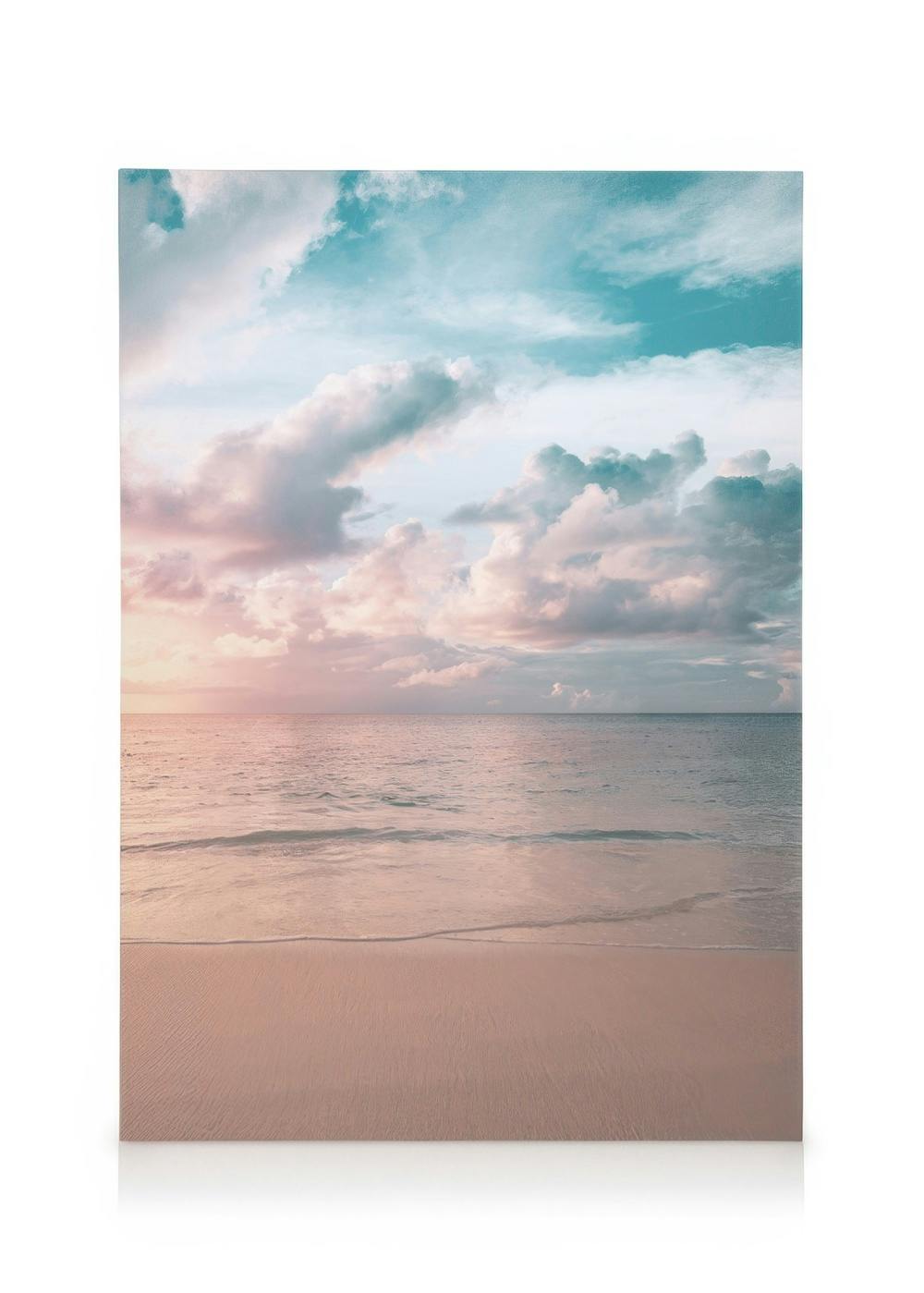 Pastel Sky Beach No2 Stampa su Tela (50x70 cm - Cornice in rovere)- Spiagge