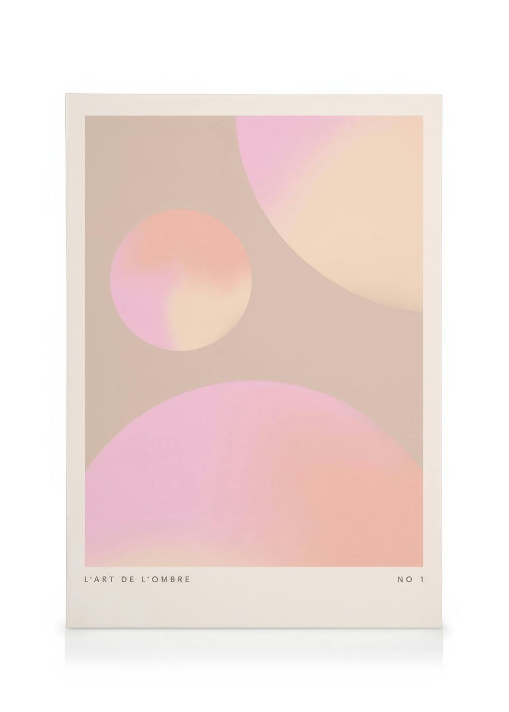 Leinwandbild LArt de lOmbre No1 mit beigen, rosa und orangefarbenen Kreisen und Verläufen.