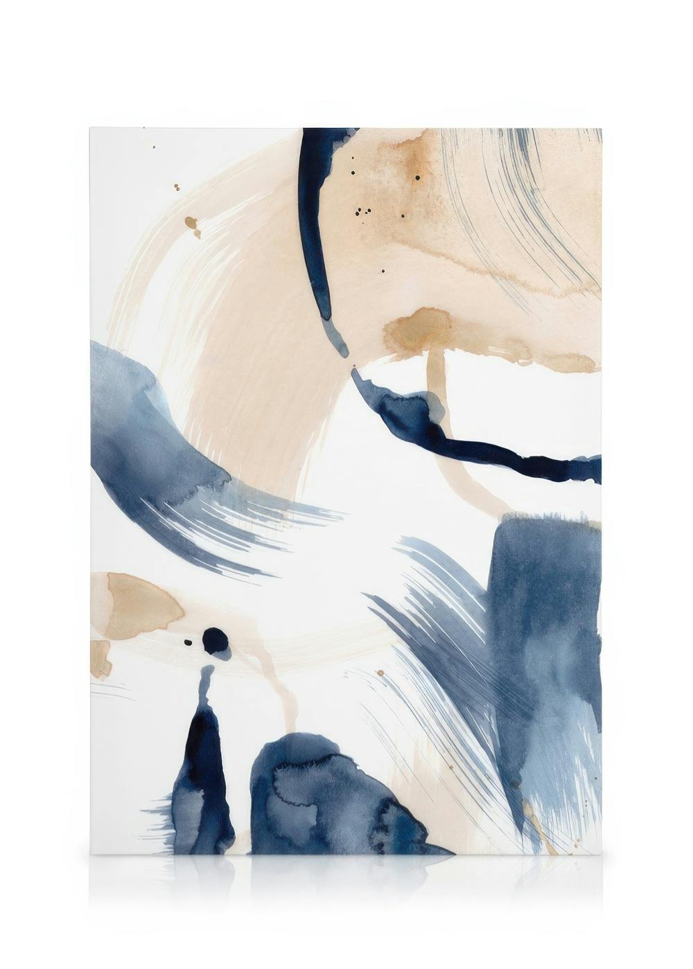 Canvas Prints Abstract Blue Brushes No2 Canvas print (100x140 cm - Oak Frame)