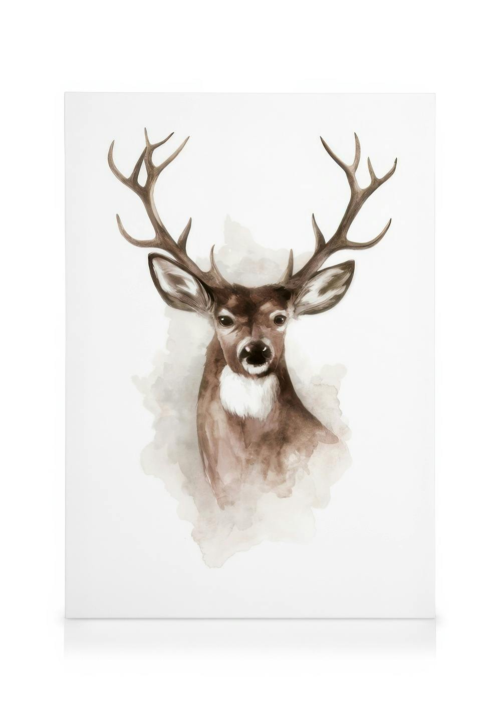 Canvas Prints Watercolor Deer Canvas print (30x40 cm - Oak Frame)