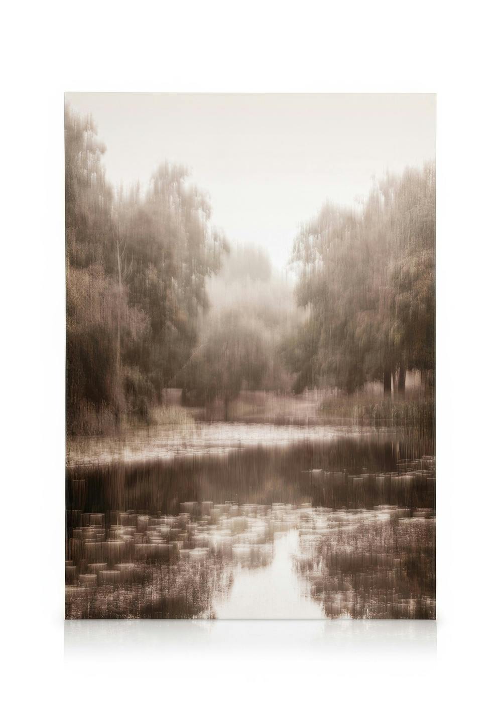 Canvas Prints Misty Forest Reflection Canvas print (50x70 cm - Oak Frame)