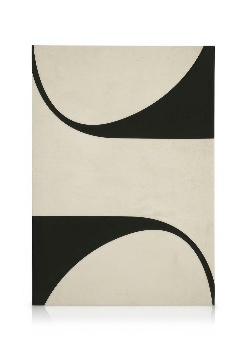 Obraz na płótnie z dwoma czarnymi półkolami na beżowym teksturowanym tle