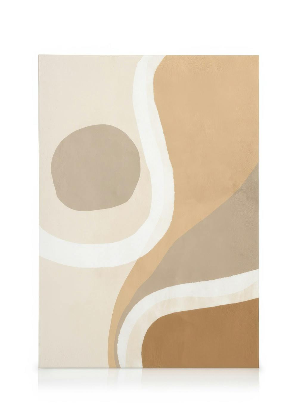 Abstraktes Leinwandbild Warm Shapes No1 mit organischen Formen in Beige, Braun und Weiß, minimalistisches Design.