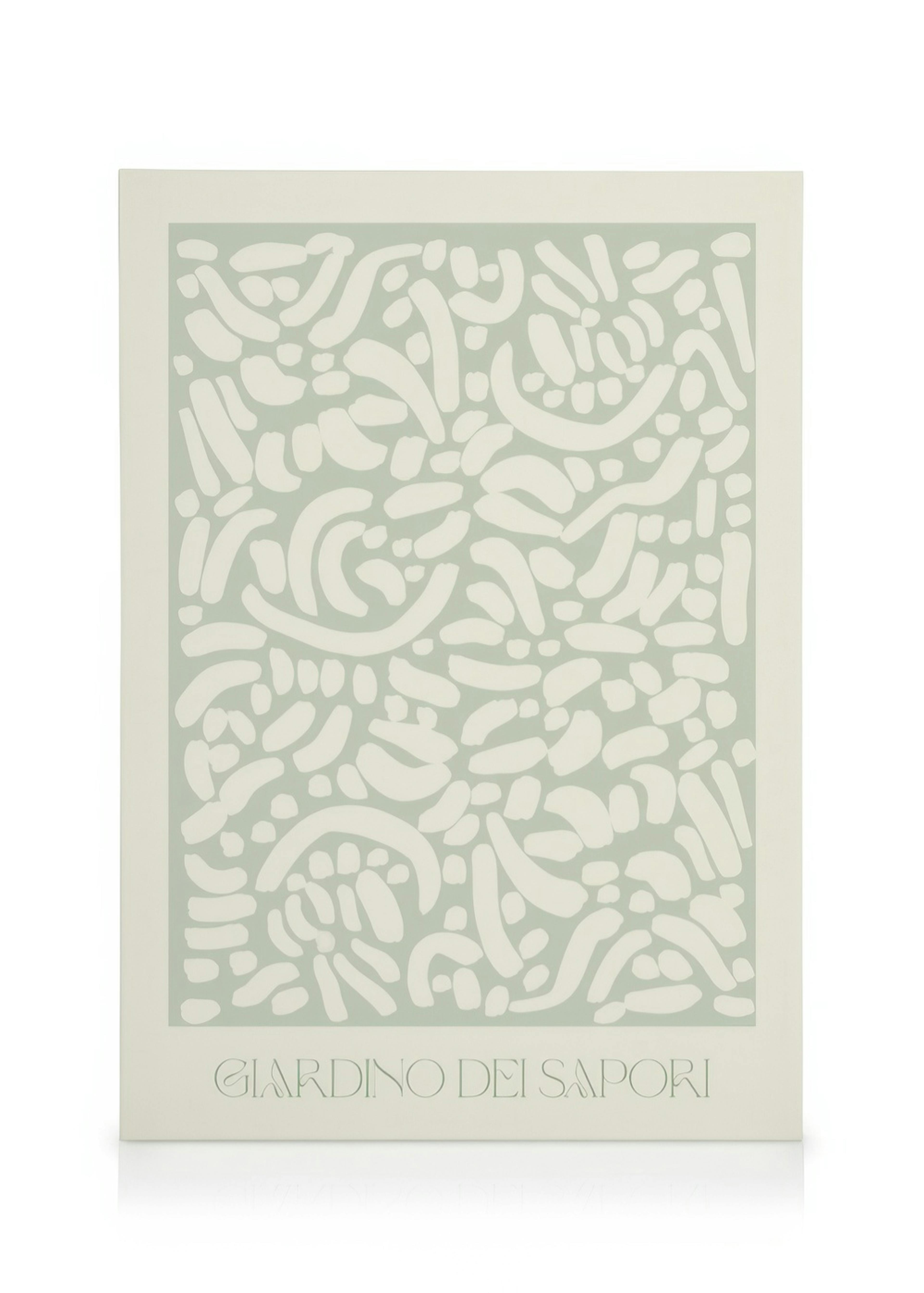 Toile abstraite moderne avec formes flottantes superposées vert clair et beige