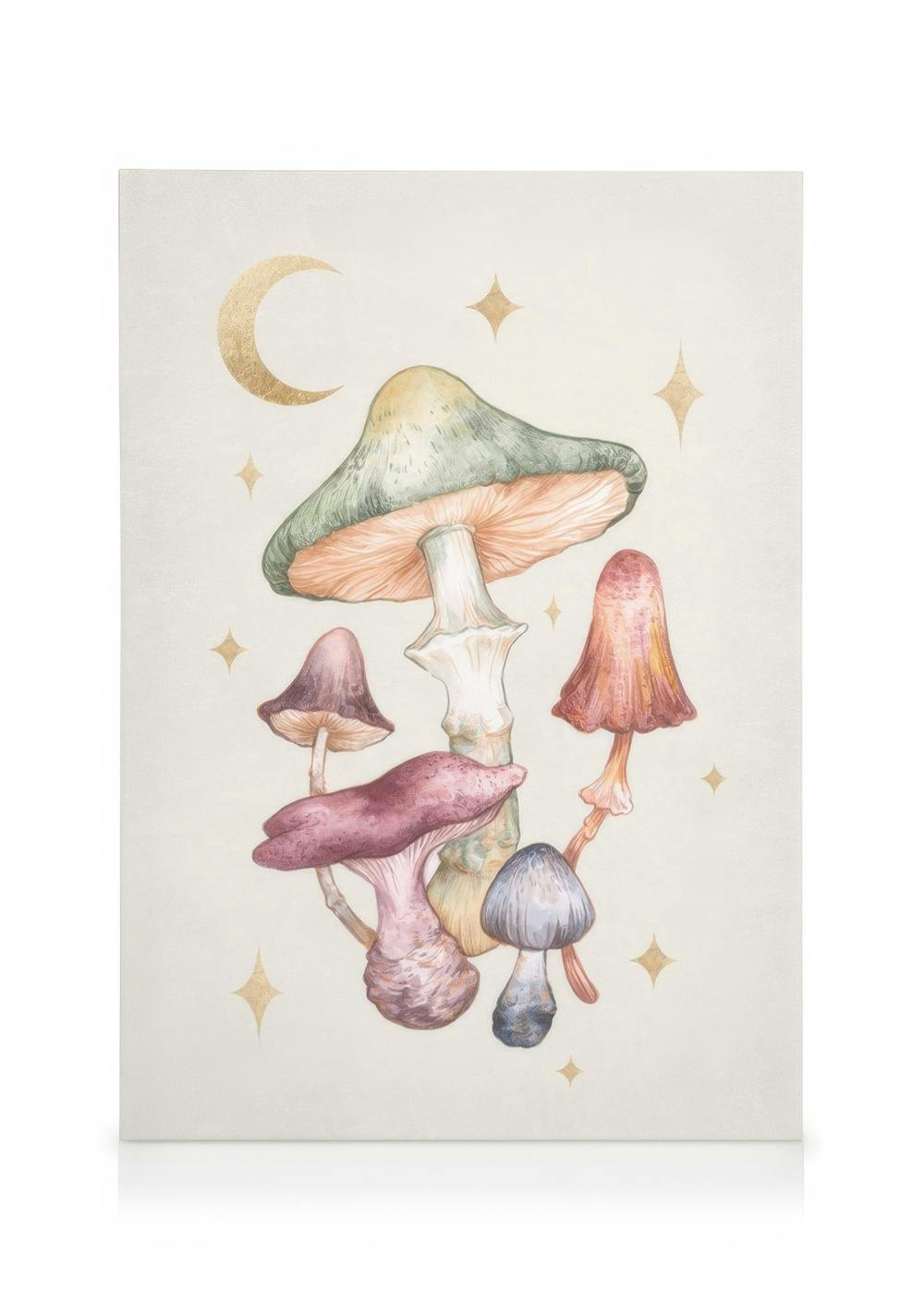 Canvas Schilderijen Watercolor Fungi No1 Canvas (50x70 cm - Fotolijst Eiken)