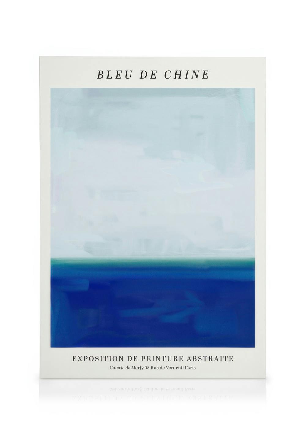 Abstract blue and white layered canvas print, a modern art piece for home decor.