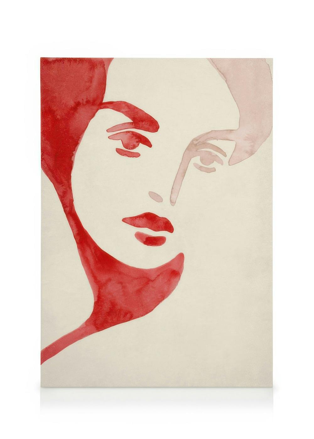 Canvas Schilderijen Lady in Red Canvas (50x70 cm - Fotolijst Zwart)