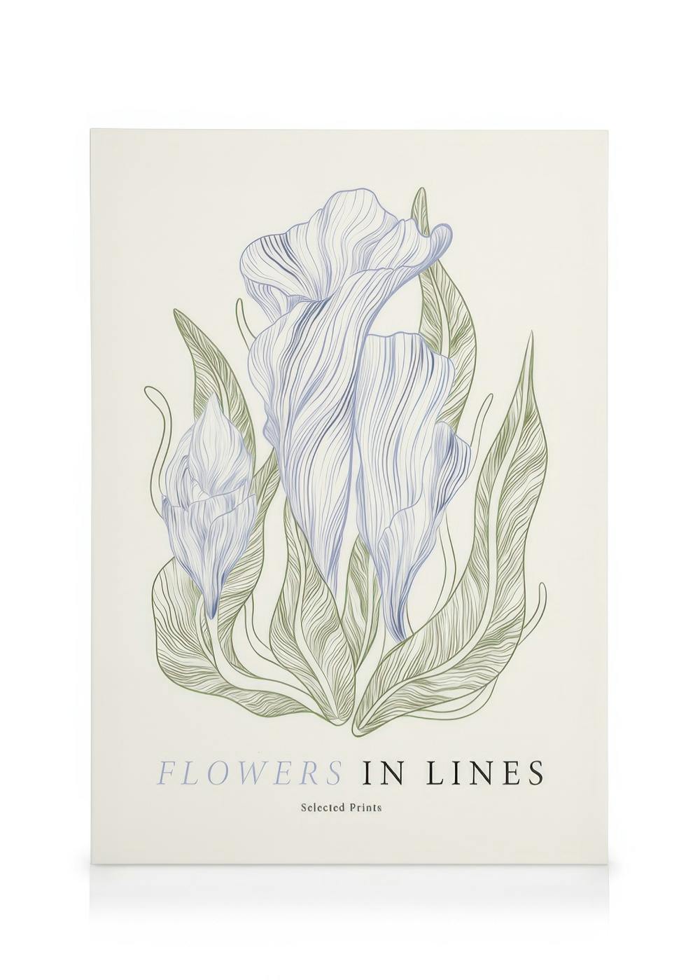 Canvas Schilderijen Flowers in Lines No1 Canvas (50x70 cm - Fotolijst Eiken)