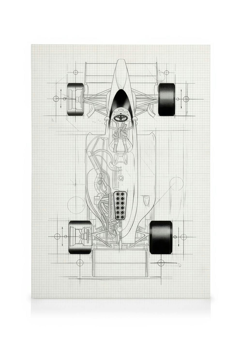 Canvas Prints Racing Car Sketch Canvas print (50x70 cm - Black Frame)
