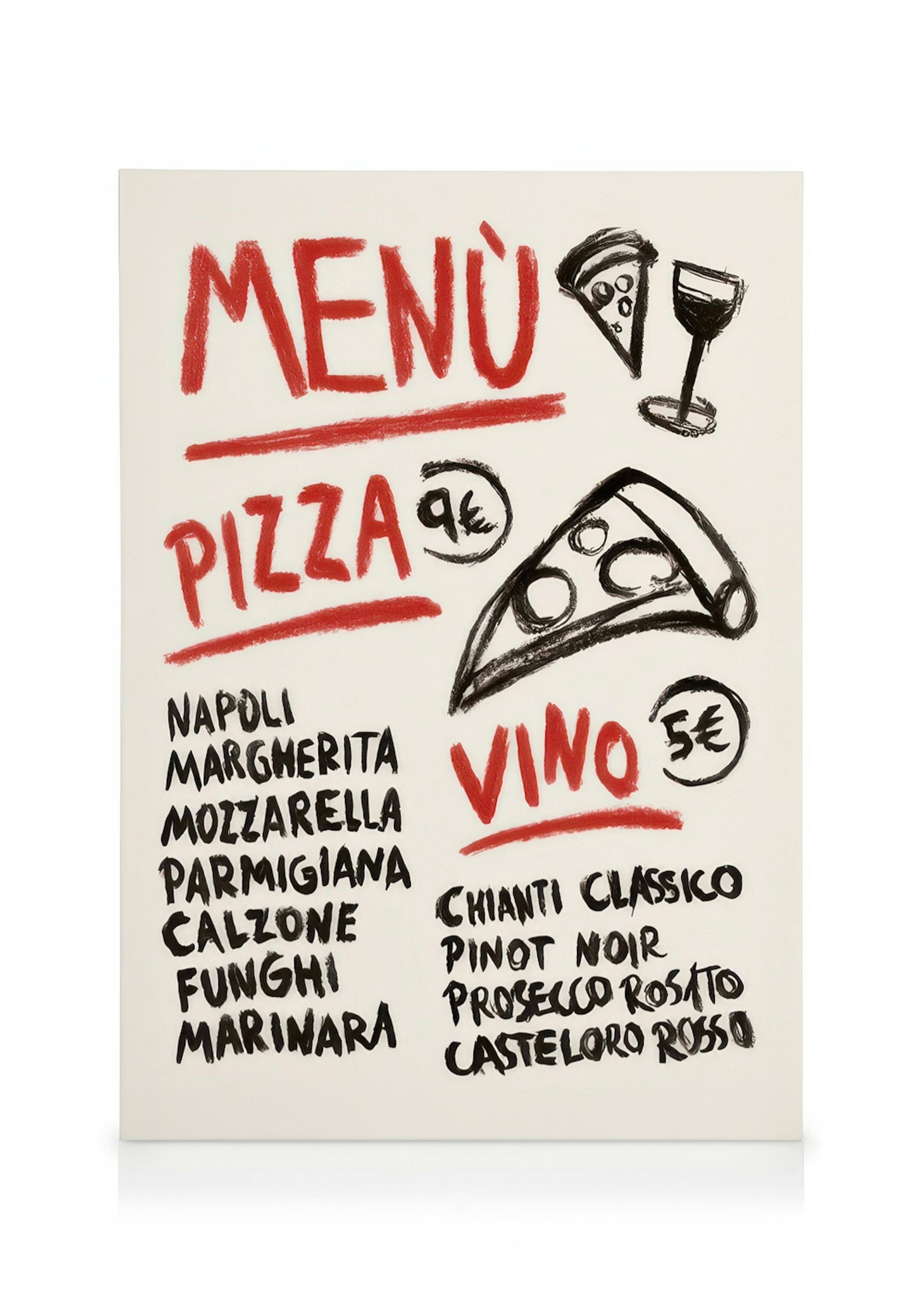 Pizza Vino Menu obraz na plátně 0
